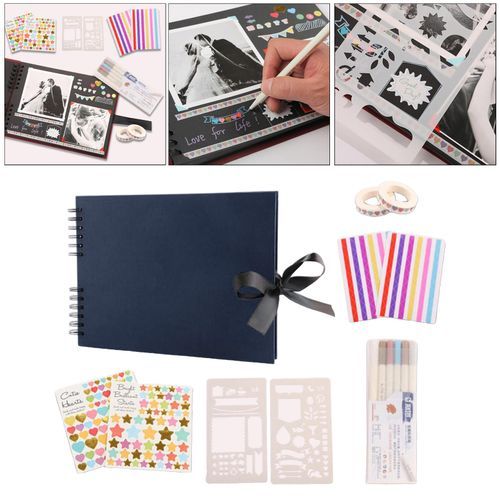 80 Pages Paper Photo Album DIY  Guest Book Dark Blue