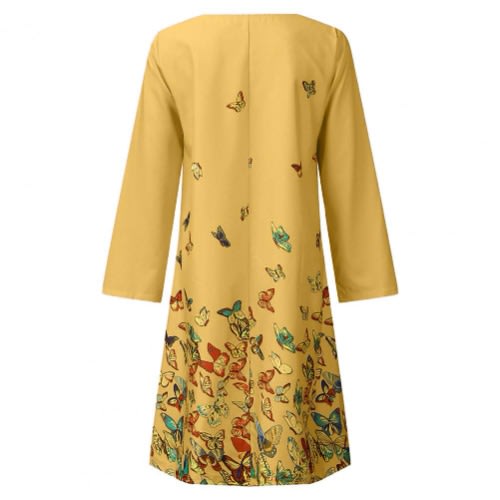 Butterfly Shift Dress- Yellow
