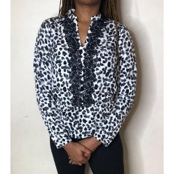 Lace Front  Elastic Waist Blouse