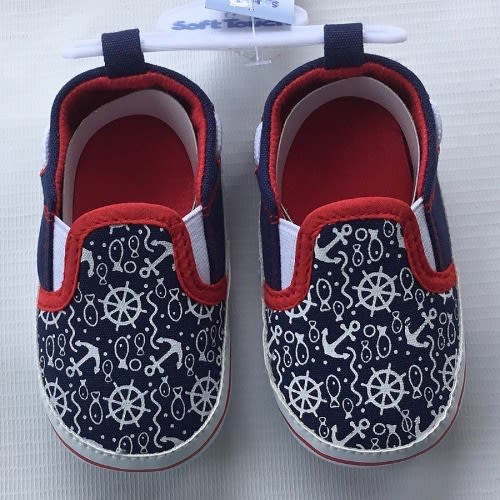 Soft Bottom Baby Shoes- Blue/Red