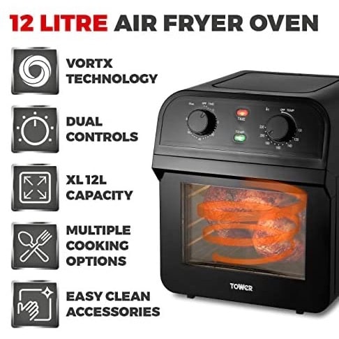 Manual Air Fryer Oven With Rapid Air Circulation & 10 Preset Cooking Option - 1600W - T17065