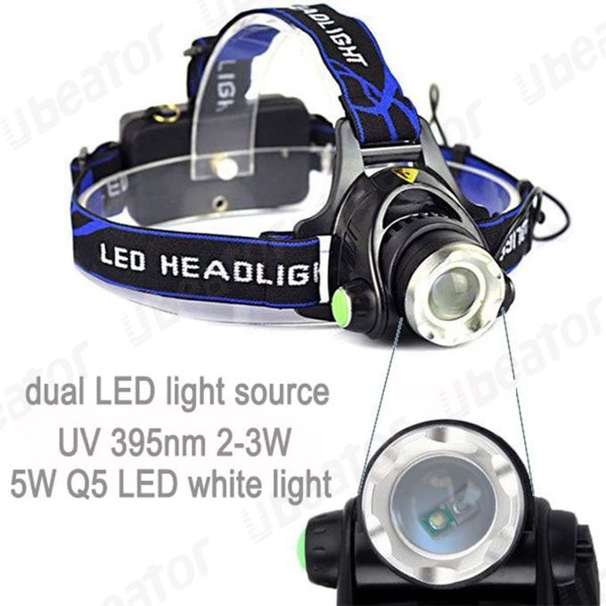 Mini Motion Sensor Led Headlight 5 Gears Control USB Charging White UV Black 2 Lights Headlamp