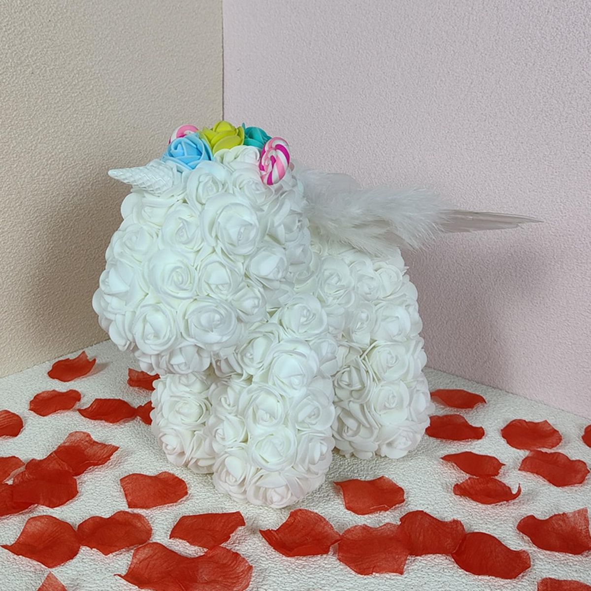1 Set Foam Flower Licorne Floral Arrangement Foam Flower Licorne White
