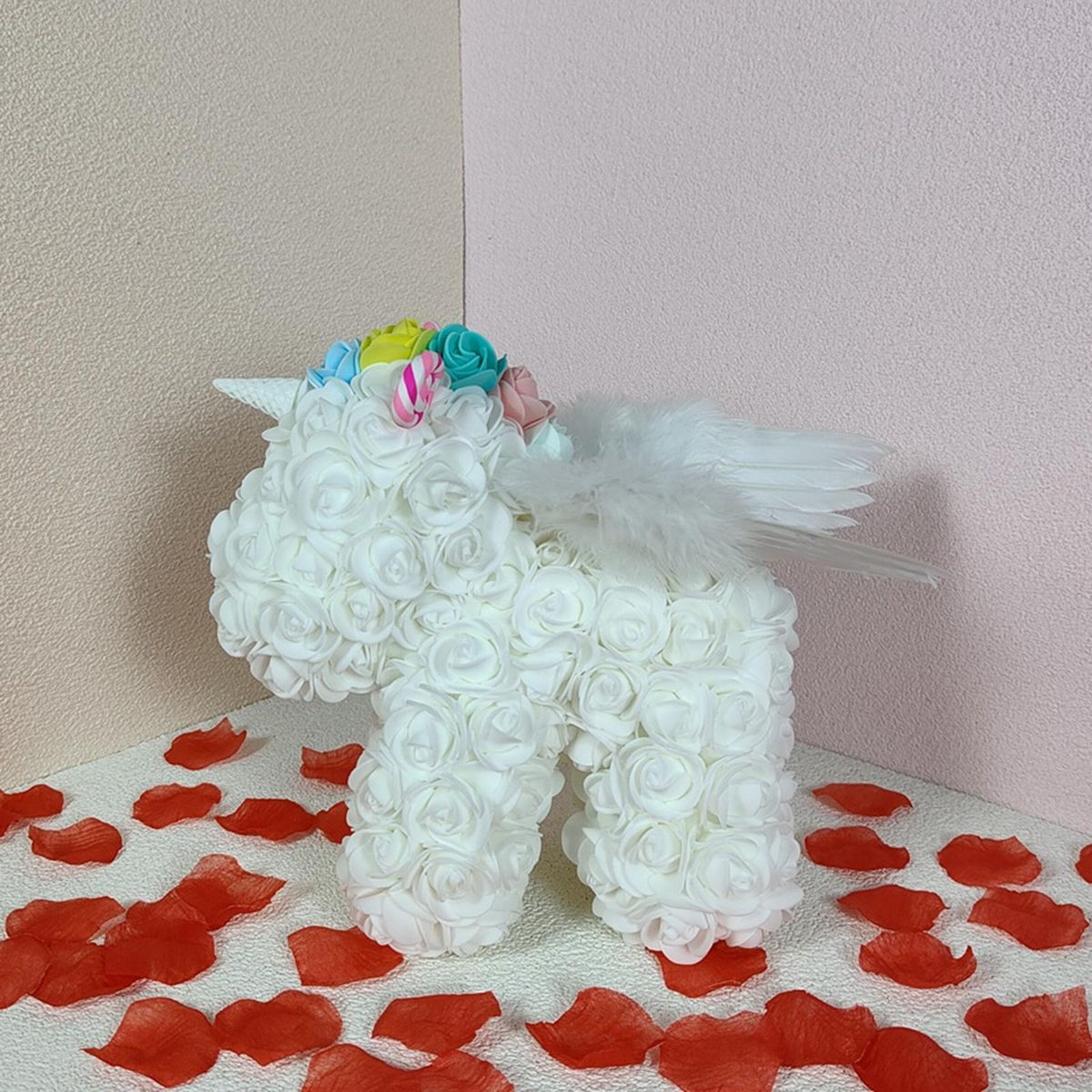 1 Set Foam Flower Licorne Floral Arrangement Foam Flower Licorne White