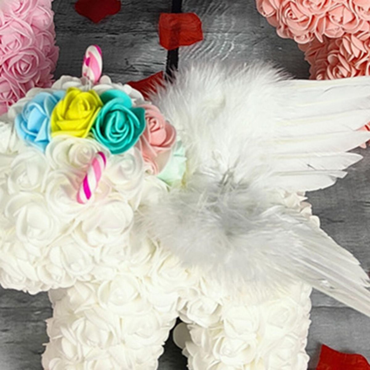 1 Set Foam Flower Licorne Floral Arrangement Foam Flower Licorne White