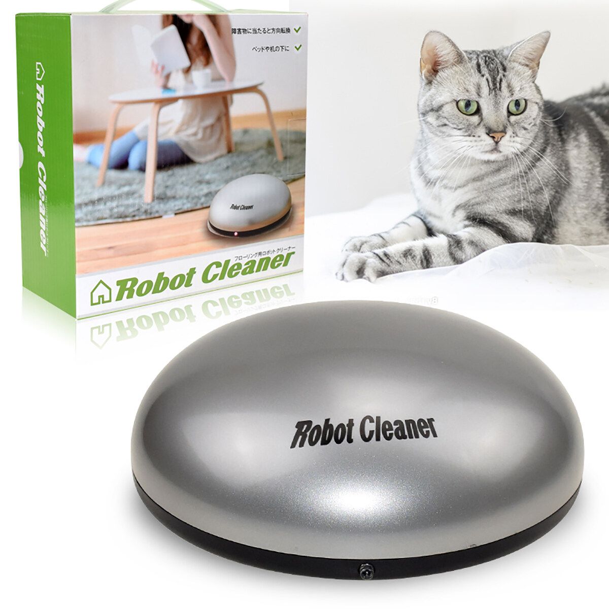 2-IN-1 Smart Funny Cat Sweeper Robot Cleaner Machine Edge Auto Suction Home NEW Silver
