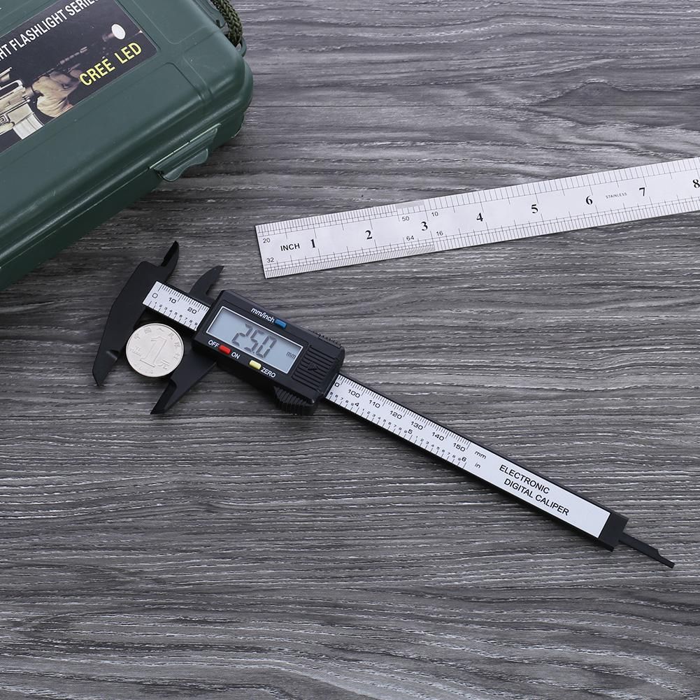 Digital Vernier Caliper 6 Inch LCD Electronic Carbon Fiber Altimeter   Vernier Calliper Micrometer Digital Ruler Measuring Tool 150mm 6inch