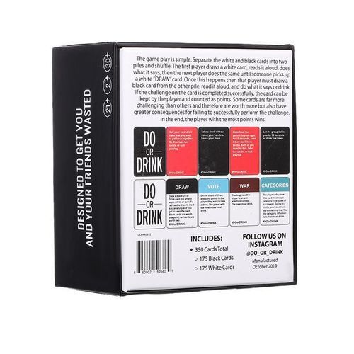 Do Or Drink Game Card Or Blackout Games For Adult Party