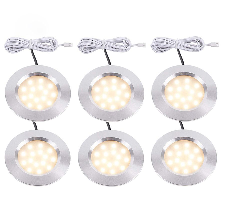 Dimmable 3W DC12V LED Under Cabinet Light Shelf Showcase Cupboard Closet Puck Downlight Surface Mount Wardrobe Night Light--Natural