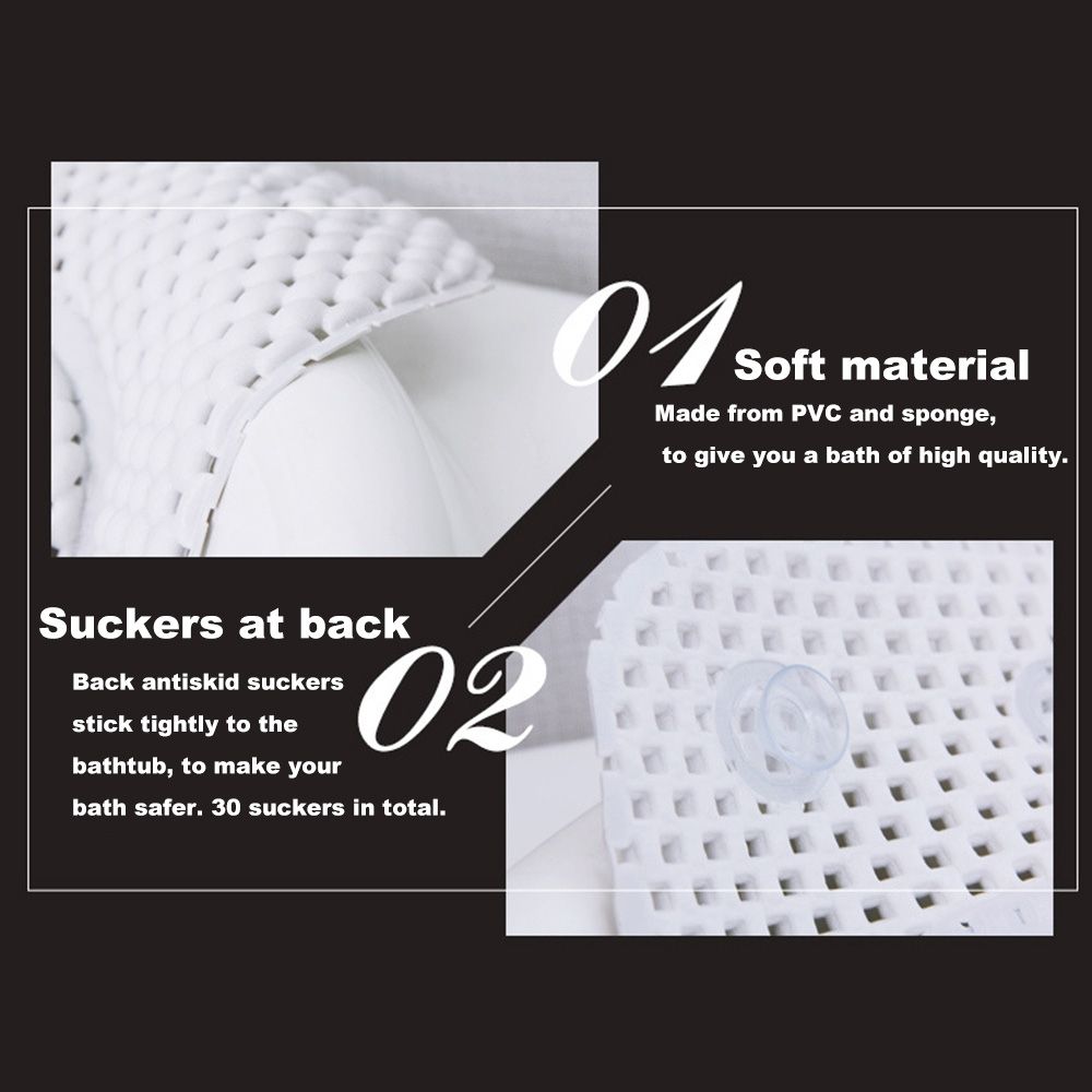 Non-Slip Bathtub Mat Pillow Hollw Out Waterproof Sponge