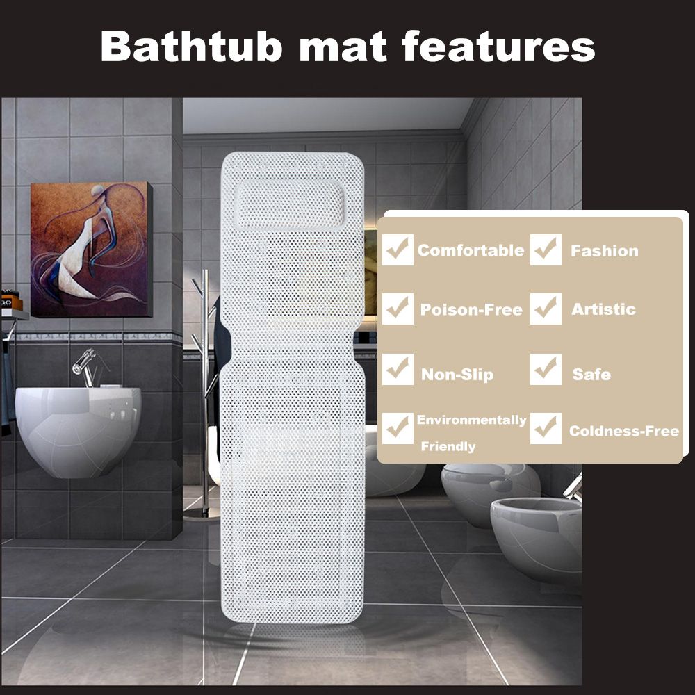 Non-Slip Bathtub Mat Pillow Hollw Out Waterproof Sponge