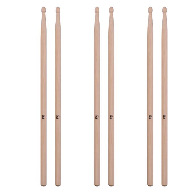 3 Pairs Of Type-5A Maple Drumsticks Drum Sticks With 1pc