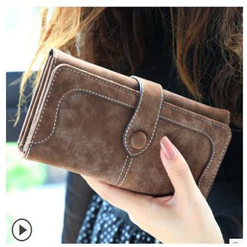 Retro Matte Stitching Leather Wallet Women Long Purse Clutch Women Casual Hasp Dollar Price Wallet Handbag Carteira(1527-2 Green)
