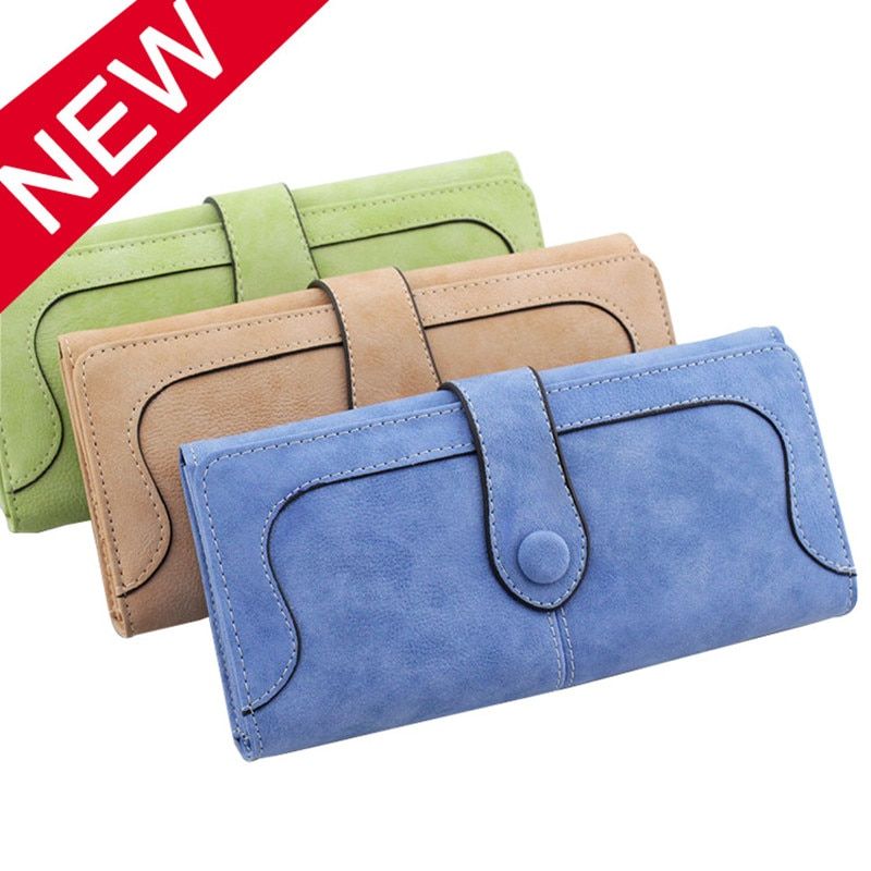 Retro Matte Stitching Leather Wallet Women Long Purse Clutch Women Casual Hasp Dollar Price Wallet Handbag Carteira(1527-2 Green)