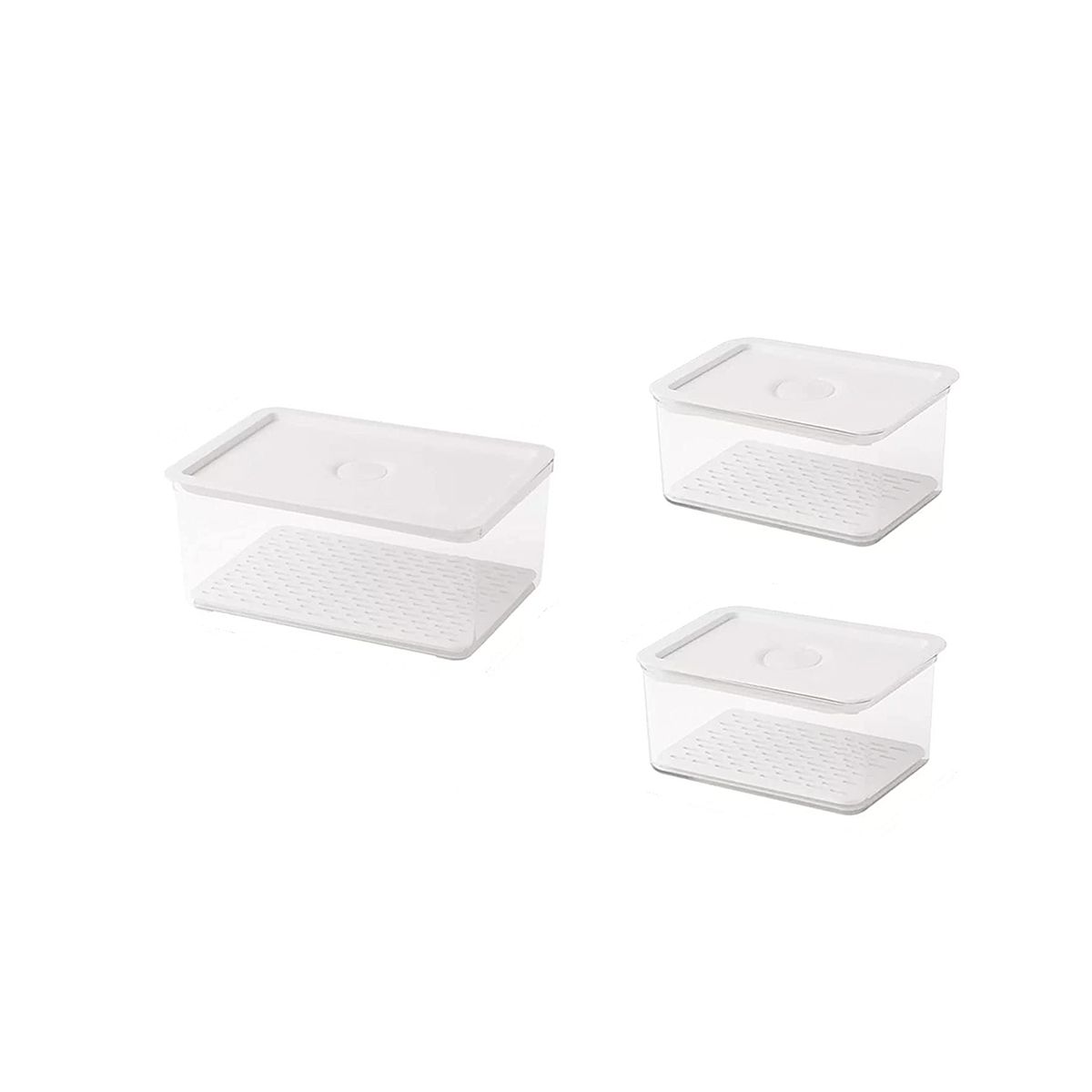 Refrigerator Organizer Bins with Removable Drain Tray for