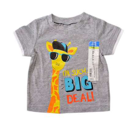 Big Deal's Giraffe Graphic Tshirt- Ash Grey