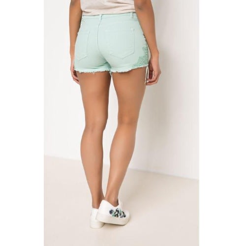 Jean Shorts With Lace Detail