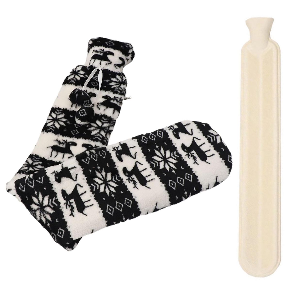 1 Set Warm Water Bag Pain Relief Hot Water Bag Black