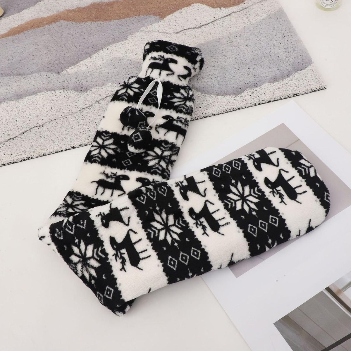 1 Set Warm Water Bag Pain Relief Hot Water Bag Black