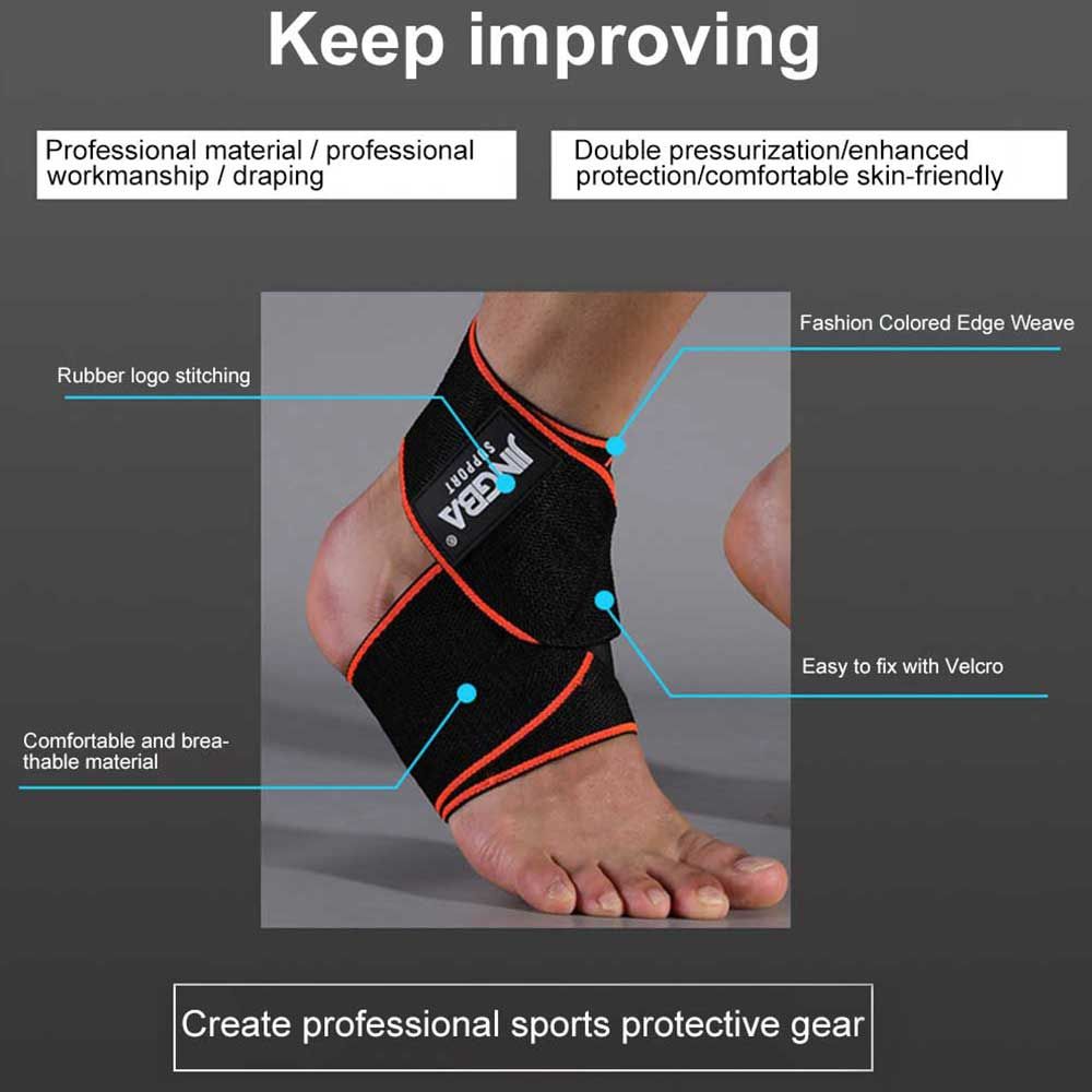 1 PCS Men Protective Football Ankle Support Outdoor Basketball Ankle  Compression Nylon S Belt Ankle Foot Protector-red