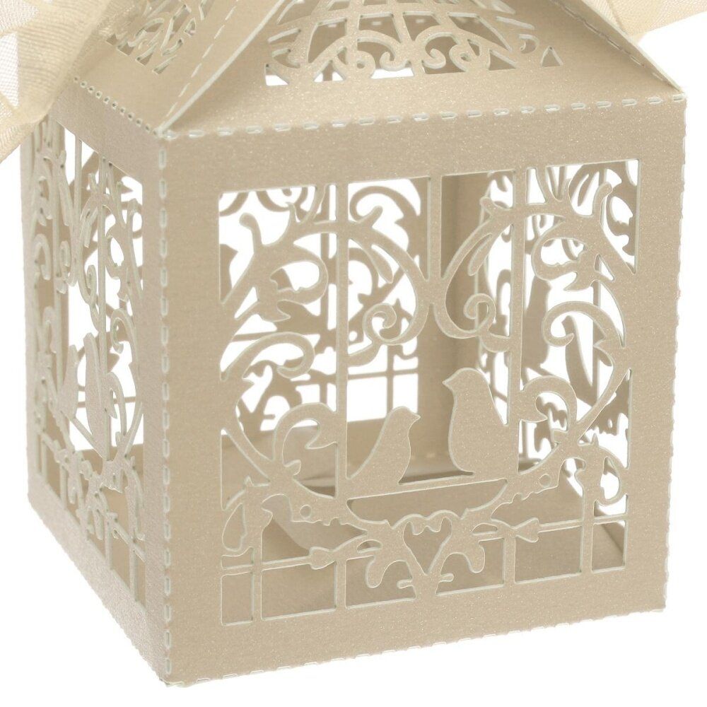 25 Selling Candy Box Wedding Marriage Bird Candy Hollow Cardboard Box Upscale European Creative Wedding Candy Box Material: Paper Shapes: Square Style: European Light Rice