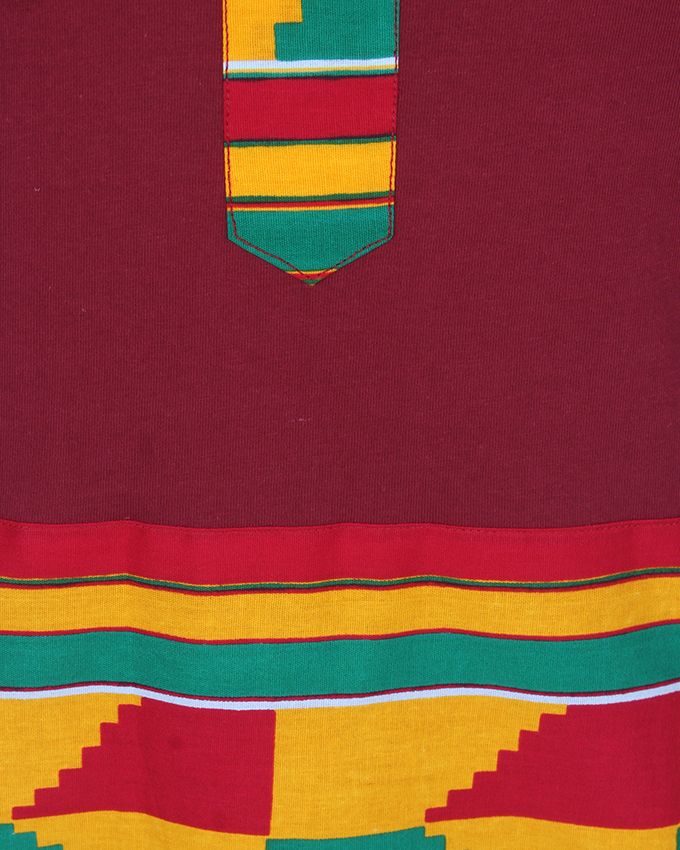 Female Ankara Designed T Shirt With Pocket- Wine