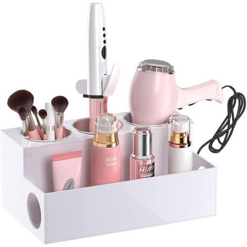 Acrylic Hair Tool Organizer Hair Dryer Storage Rack (White)