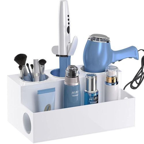 Acrylic Hair Tool Organizer Hair Dryer Storage Rack (White)