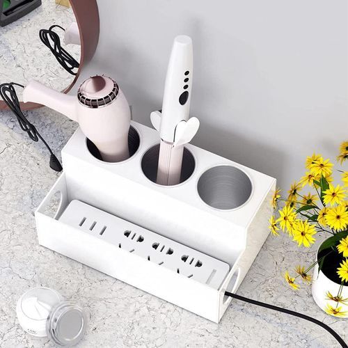 Acrylic Hair Tool Organizer Hair Dryer Storage Rack (White)