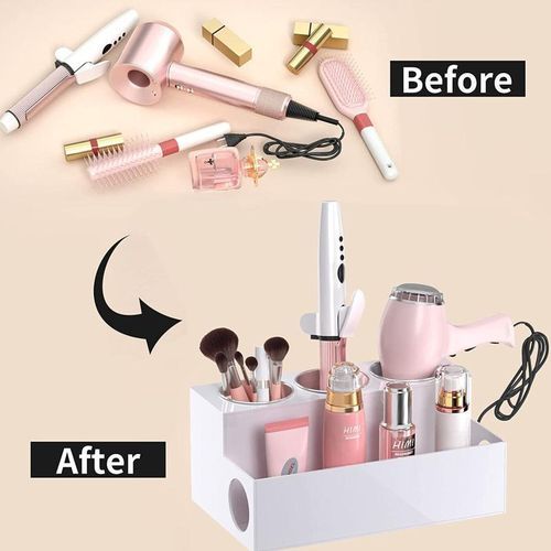 Acrylic Hair Tool Organizer Hair Dryer Storage Rack (White)