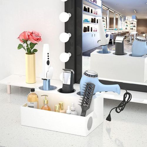 Acrylic Hair Tool Organizer Hair Dryer Storage Rack (White)