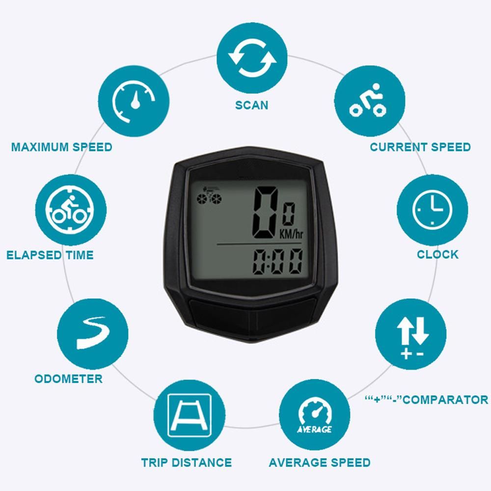 Universal Bicycle Computer Wired Speedometer Digital Waterproof Magnet Sensor Cycling Odometer Multi-Function Edit Accessories
