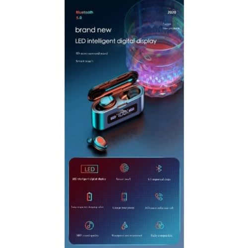 Evisu Fingerprint Wireless Bluetooth Earbuds With Powerbank And Water Resistant