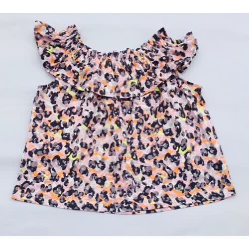 Girl Leopard Print Ruffled Top