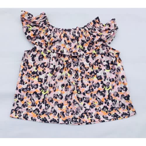 Girl Leopard Print Ruffled Top