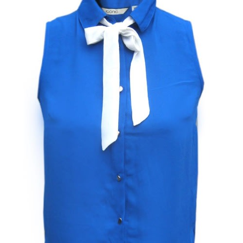 Girls Sleeveless Blue Chiffon Top