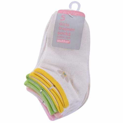 Girl's 5-in-1 Trainer Socks - White