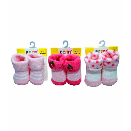 Cute Booties Socks-Pink- Pack of 3