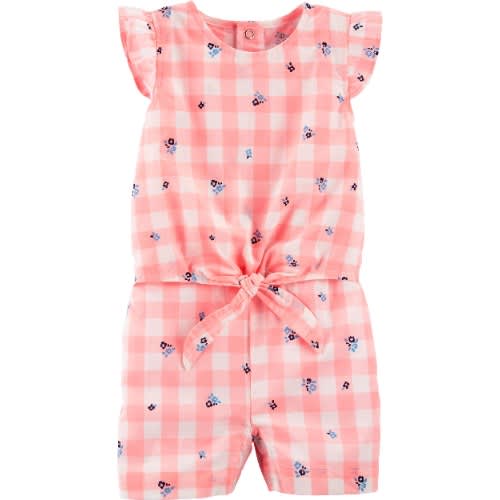 Baby Girl's Gingham Tie Waist Romper