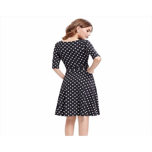 Ladies Midi Flare Dress - Black & White
