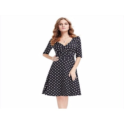 Ladies Midi Flare Dress - Black & White