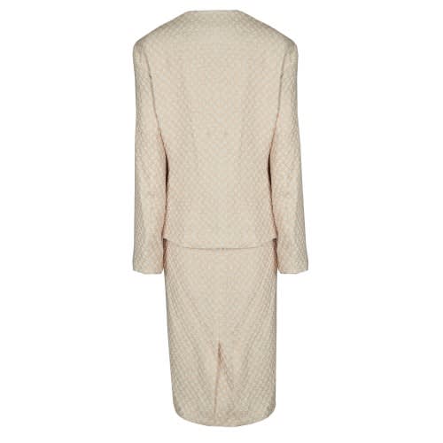 A Floral Detailed Ladies 3-piece Skirt Suit- White/gold Lss-4906