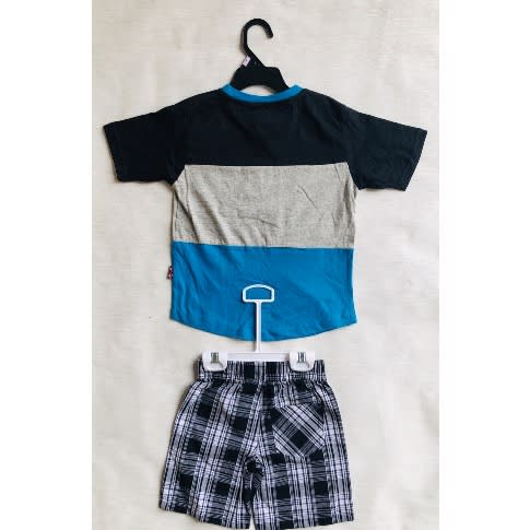 Boys Tshirt And Short Set- Black And Blue