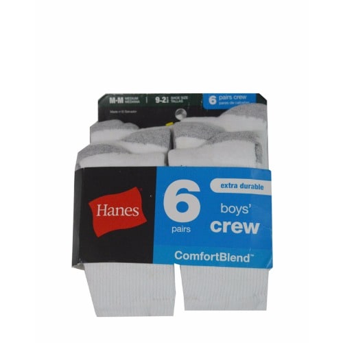 Boys White Crew Socks- 6 Pairs