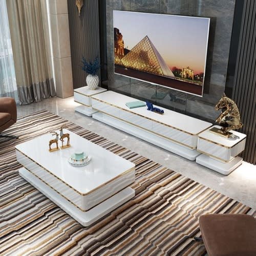 Leo Living Room Console - White & Gold