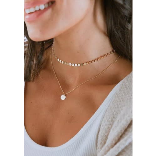 Ladies Gold Dainty Double Chain Choker Necklace