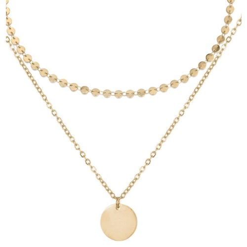 Ladies Gold Dainty Double Chain Choker Necklace