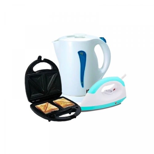 Bundle 2 with Dry Iron + Electric Jug + Sandwich Maker
