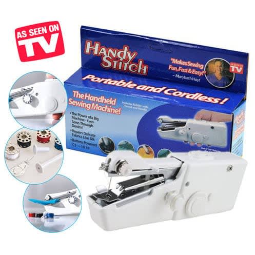 Portable Handheld Sewing Machine + 210 Pc Deluxe Sewing Kit Set With Storage Caddy Box