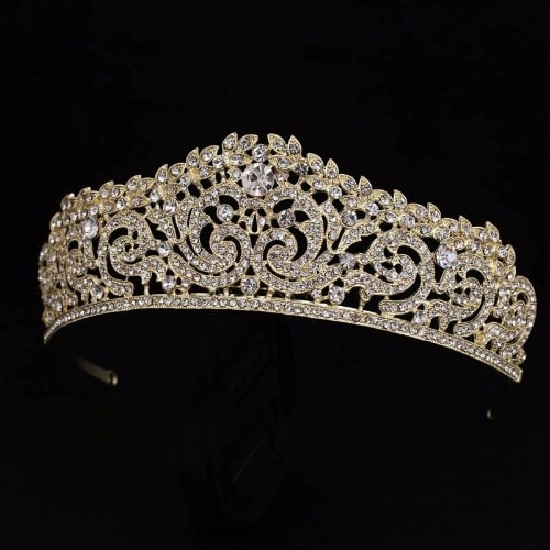 Crystal Wedding Tiara - Gold